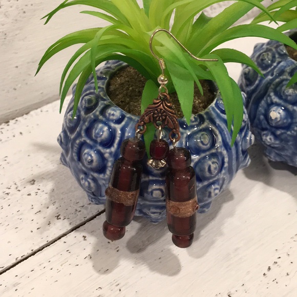 Purple Indian Dangle Earrings - Picture 3 of 7